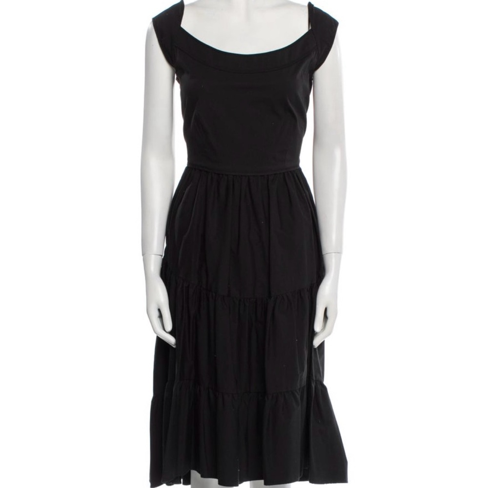 Narciso Rodriguez Black and White Pleated Midi Sundress